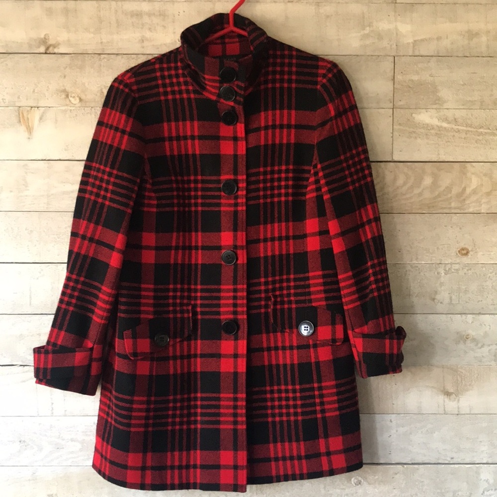 Anne Klein buffalo plaid coat